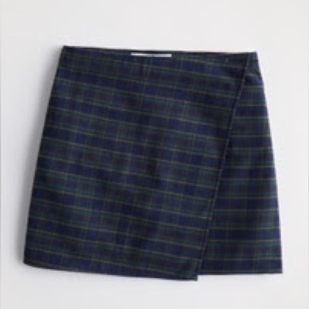 Hollister Plaid Wrap Skirt - Navy and Green